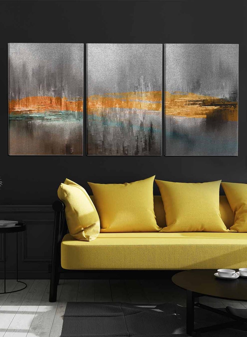 LOWHA مجموعة من 3 لوحات قماش مؤطرة مشدودة على إطار خشبي، لوحات زيتية تجريدية، للمنزل، غرفة المعيشة، ديكور المكتب - Image 1