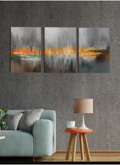 LOWHA Set Of 3 Framed Canvas Wall Arts Stretched Over Wooden Frame, Abstract Oil Paintings, For Home, Living Room, Office Decor  - Image 2
