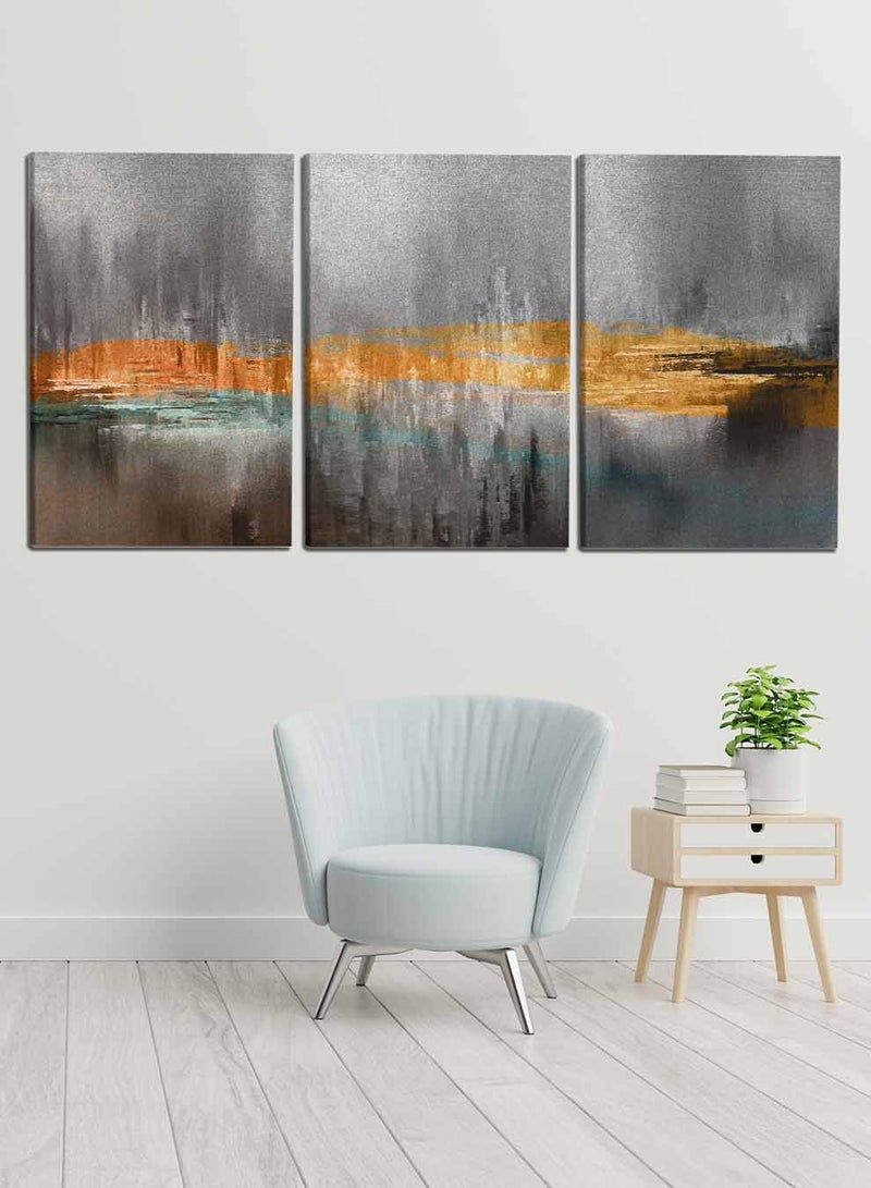 LOWHA مجموعة من 3 لوحات قماش مؤطرة مشدودة على إطار خشبي، لوحات زيتية تجريدية، للمنزل، غرفة المعيشة، ديكور المكتب - Image 3