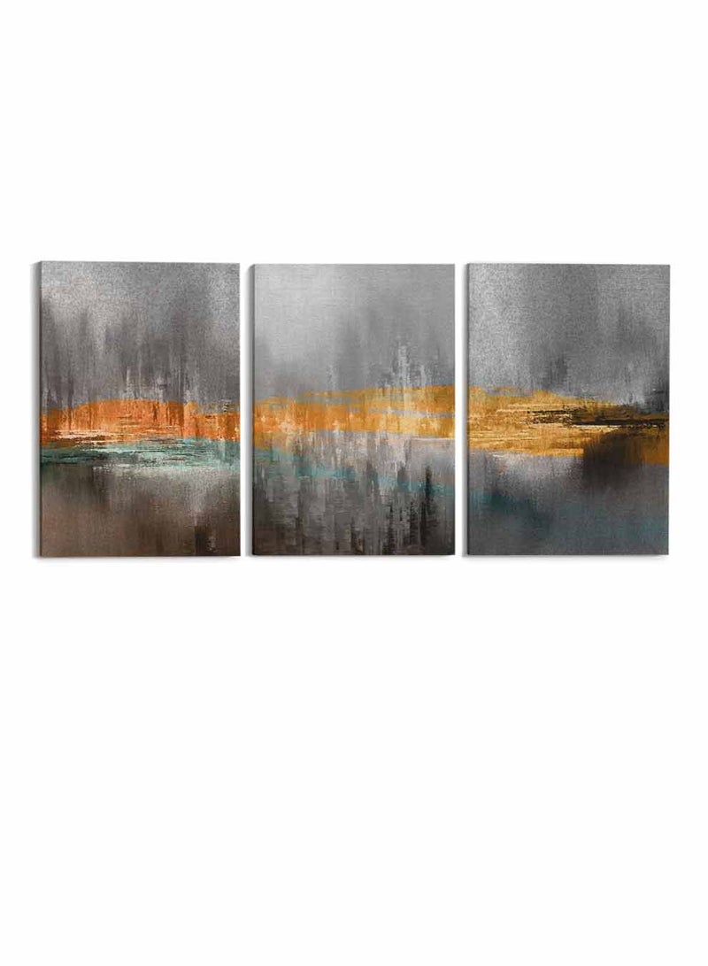 LOWHA مجموعة من 3 لوحات قماش مؤطرة مشدودة على إطار خشبي، لوحات زيتية تجريدية، للمنزل، غرفة المعيشة، ديكور المكتب - Image 5