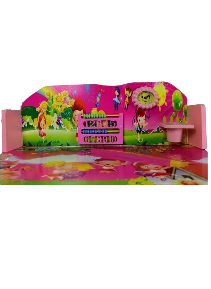 A desk for children and school students to study and write at home. It consists of a table and a chair that can be raised and lowered