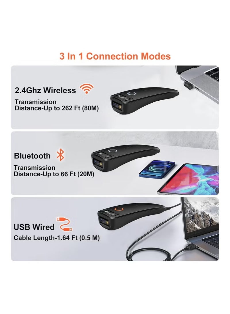 WALALLA Portable Bluetooth Barcode Scanner - OLED Display 2D QR Code Reader, Handheld Solution for Retail, Warehouse & Mobile POS Applications - Image 3