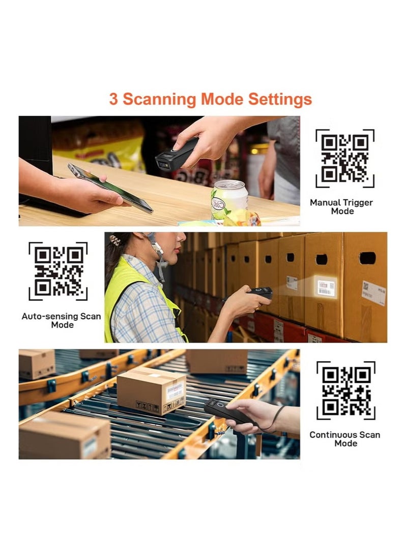 WALALLA Portable Bluetooth Barcode Scanner - OLED Display 2D QR Code Reader, Handheld Solution for Retail, Warehouse & Mobile POS Applications - Image 5