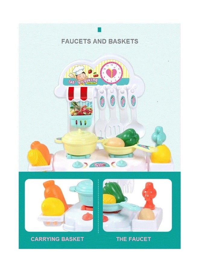 إيزي سو مجموعة ألعاب طبخ تفاعلية للأطفال مكونة من 22 قطعة، مجموعة أدوات مائدة طعام تعليمية للأولاد والبنات (وردي) - Image 4