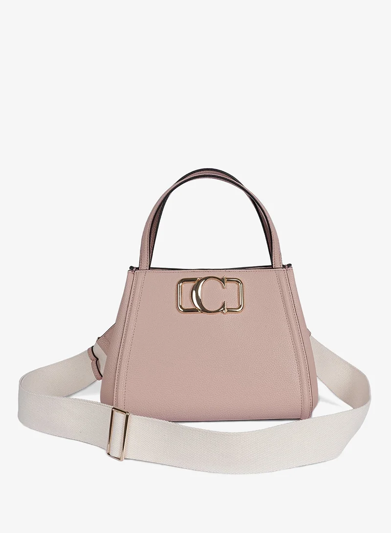 Cuple Beige Shoulder Bag with Gold Clasp