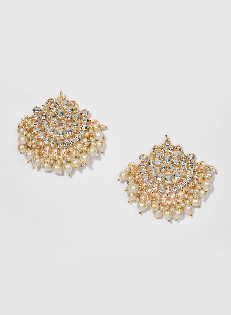 Sohi  White Pearl-Studded & Beaded Bridal Artificial Jewellery Set for Women | Best Price UAE