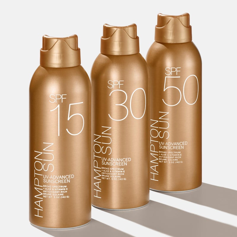 Hampton Sun SPF 15 Continuous Mist Sunscreen, Broad Spectrum UVA/UVB | Advanced Water + Sweat Resistance, Antioxidant-Rich Vitamin E + Aloe for Hydrated, Radiant Skin, Glowy Finish and Oil-Free. - Image 3