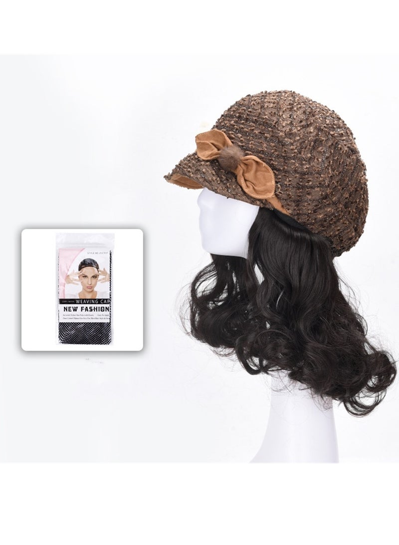 Wig hat integrated fisherman hat lazy short curly wig high temperature wire cosplay wig costumes dress up wig - Image 2