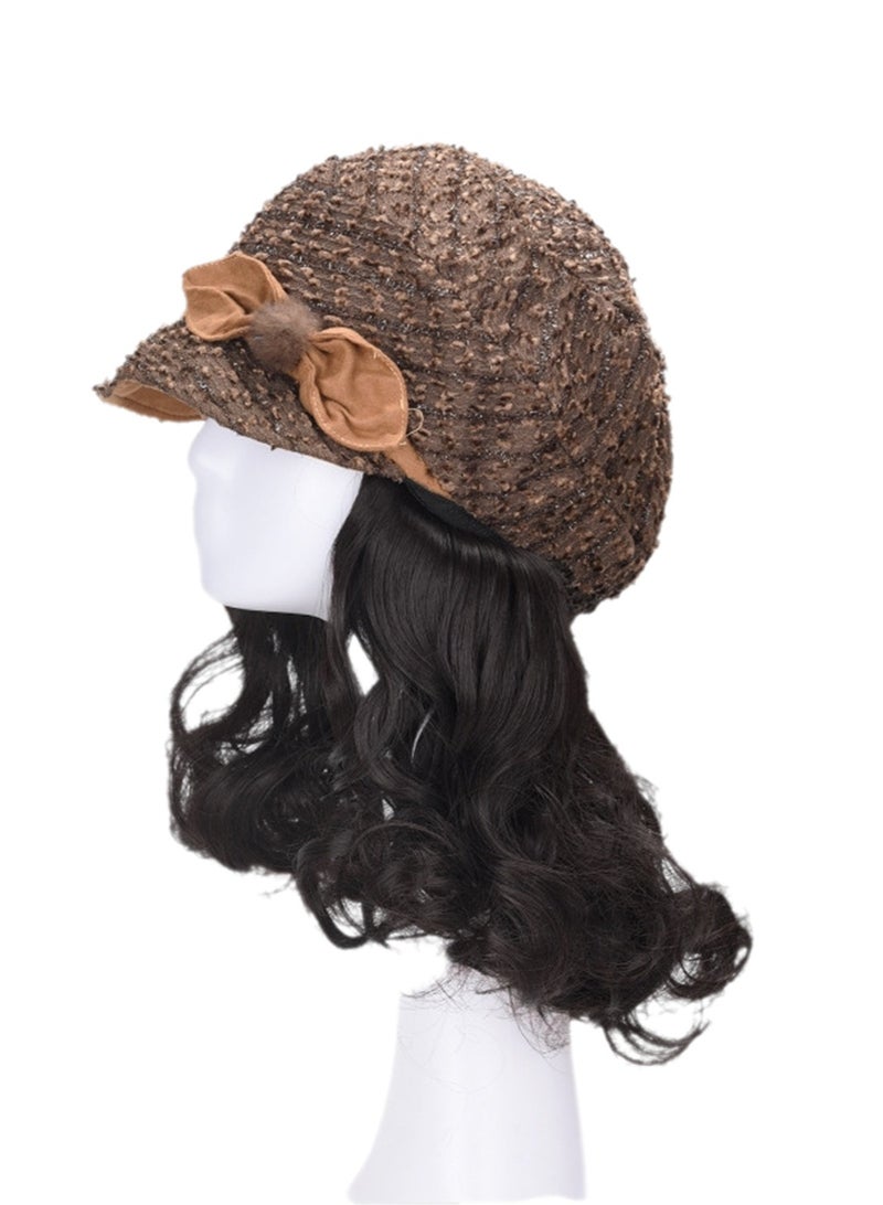 Wig hat integrated fisherman hat lazy short curly wig high temperature wire cosplay wig costumes dress up wig - Image 1
