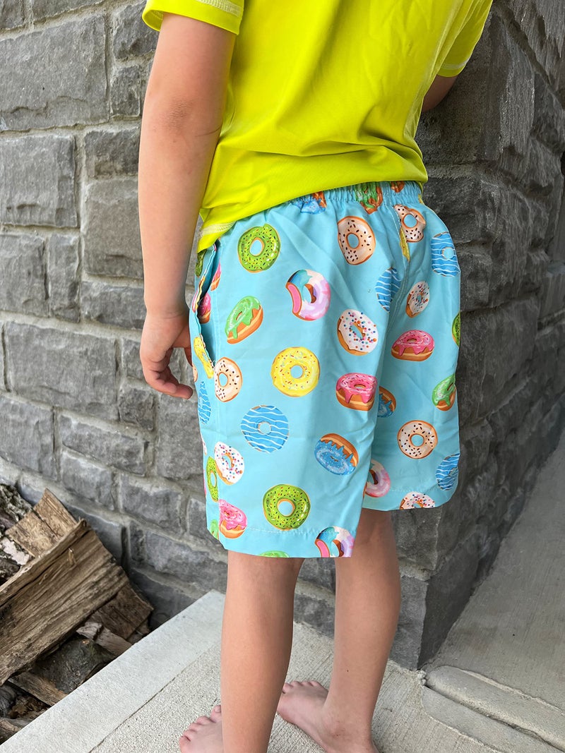 Cozople Teen Boys Swim Trunks Size 14-16 Beachwear Swimsuit Stretchy Boxer Brief Liner Swim Shorts Novelty Donut Graphic Quick Dry UPF Beach Board Shorts for Teens Beachwear - Image 3