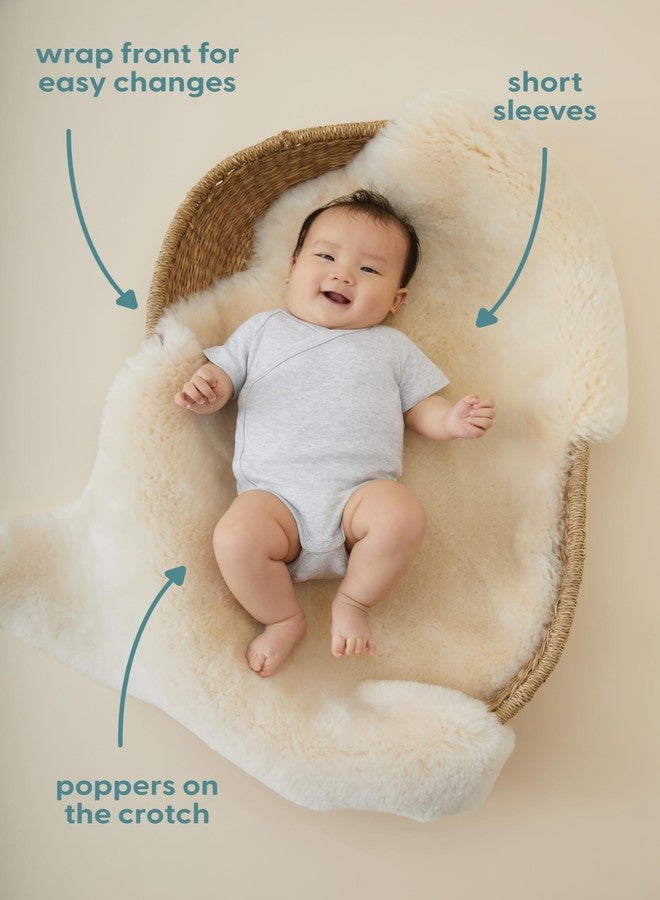 MORI Baby Unisex Short Sleeve Kimono Bodysuit in Blush Stripe - Breathable Wrap Romper with Nickel Free Poppers - 0-3 Months - Image 3