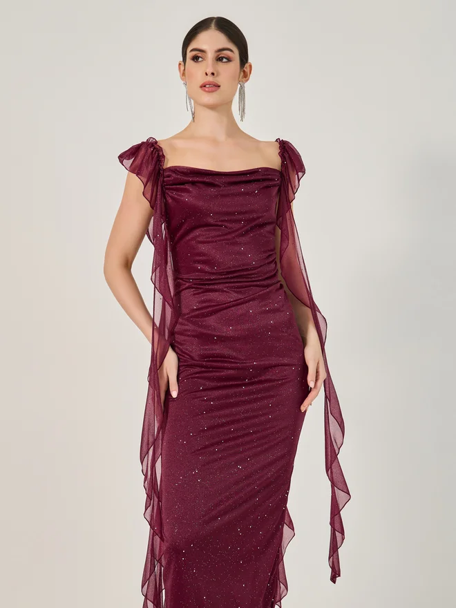 Styli Sparkle Cowl Midi Dress