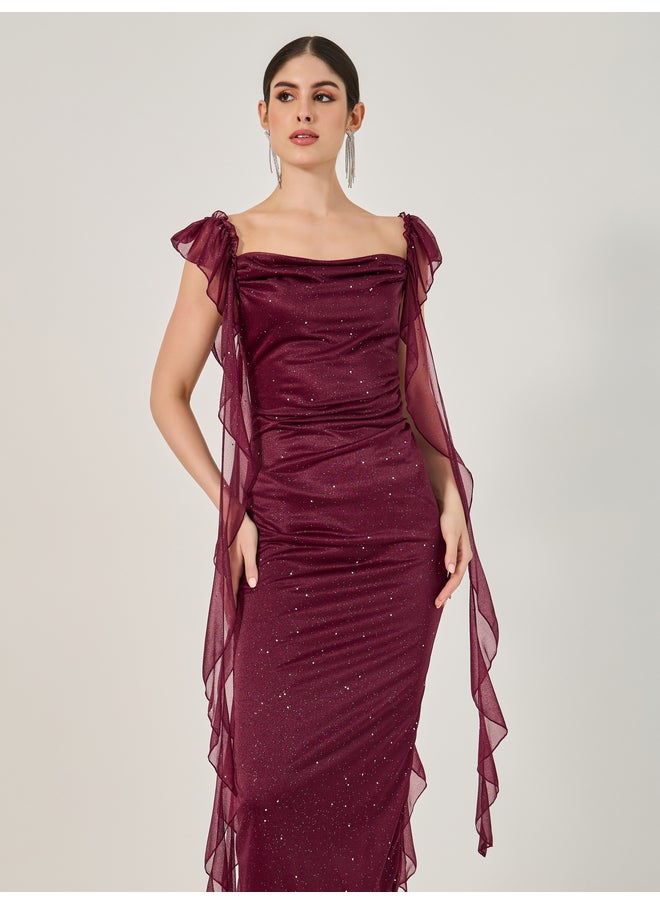 Styli Sparkle Cowl Midi Dress  - Image 3