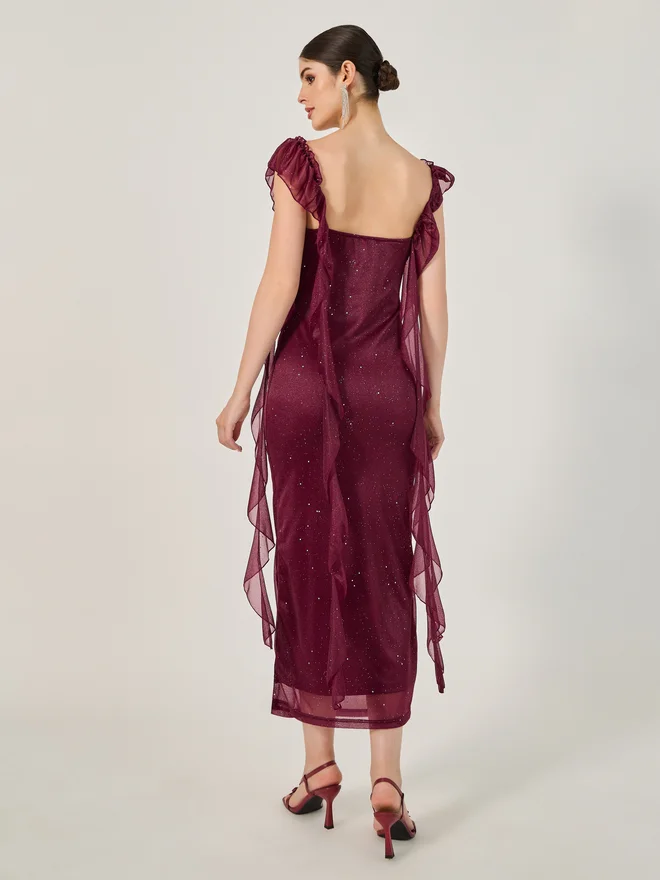 Styli Sparkle Cowl Midi Dress