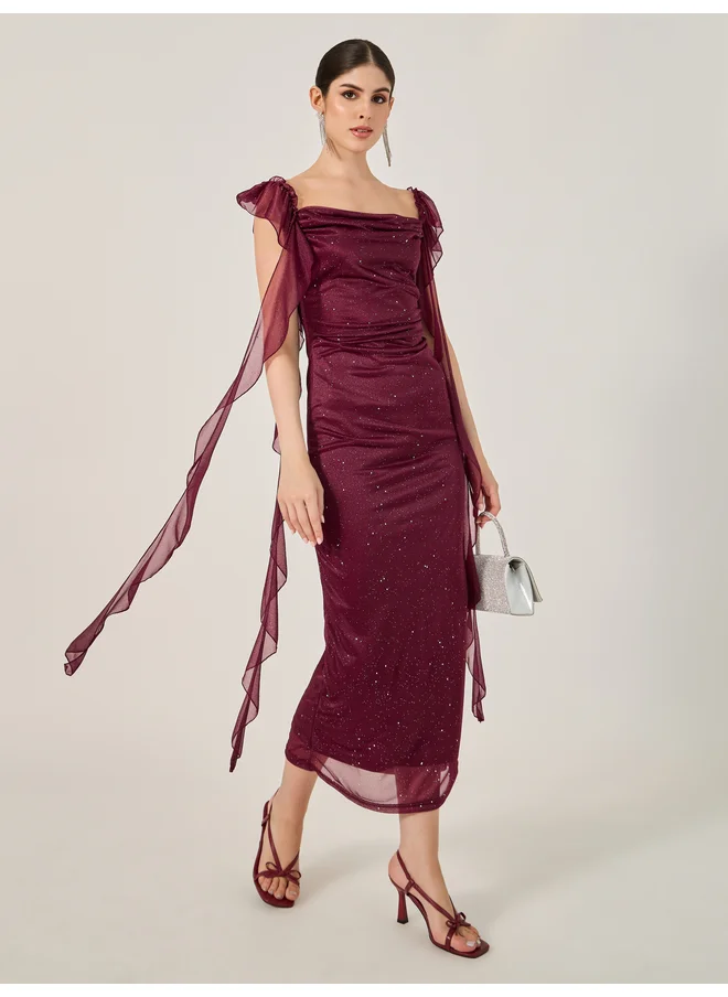 Styli Styli Glitter Sleeveless Midi Dress