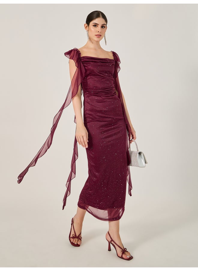 Styli Sparkle Cowl Midi Dress  - Image 1
