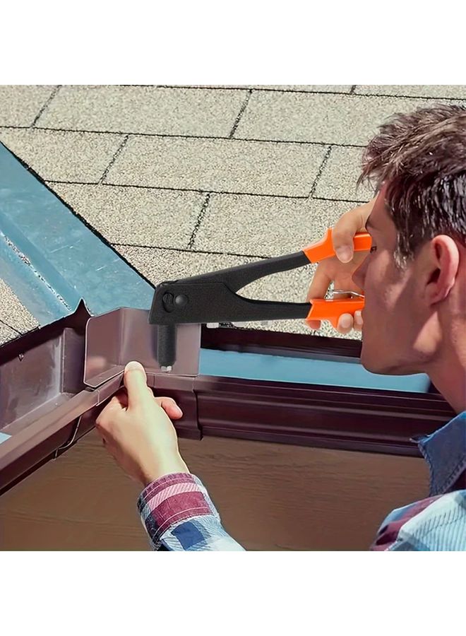 Orange Heavy Duty Hand Riveter Kit with 4 Nosepieces and 200 Rivets for Metal Plastic Leather - Image 3