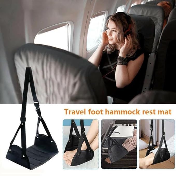 JAMBUVANTI Airplane Foot Hammock Airplane Footrest Hanging Travel Foot Rest with Storage Bag Foot Hammock Portable Plane Leg Rest Airplane Travel Accessories Folding Travel Footrest for Airplane  - Image 2