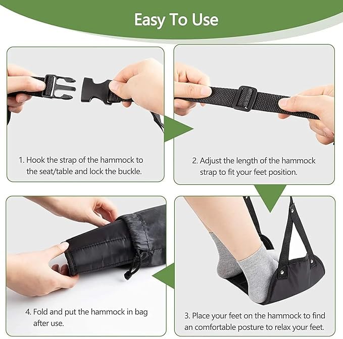JAMBUVANTI Airplane Foot Hammock Airplane Footrest Hanging Travel Foot Rest with Storage Bag Foot Hammock Portable Plane Leg Rest Airplane Travel Accessories Folding Travel Footrest for Airplane  - Image 4