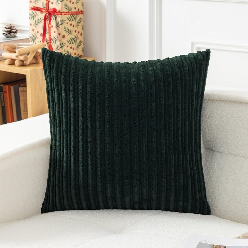 UGS UGASA غطاء وسادة مخمل ناعم قابل للرمي من UGASA مقاس 20×20، مخمل مخطط من الجانبين، غطاء وسادة مربع صلب، نمط بوهو للأريكة وغرفة النوم والأريكة المنزلية، قطعة واحدة - Image 1