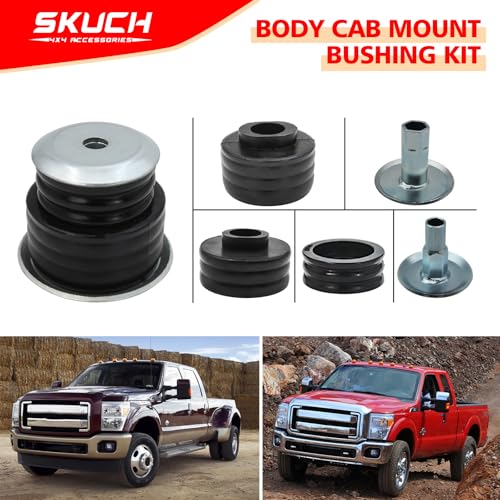 SKUCH 4X4 ACCESSORIES KF04058BK Body Mount Bushing Kit for Ford F250 F350 1999-2007 Super Duty 2WD/4WD，Polyurethane Body Cab Mounts & Steel Sleeves & Hardware (Black) - Image 4