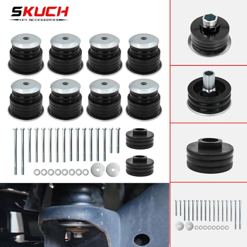 SKUCH 4X4 ACCESSORIES KF04058BK Body Mount Bushing Kit for Ford F250 F350 1999-2007 Super Duty 2WD/4WD，Polyurethane Body Cab Mounts & Steel Sleeves & Hardware (Black) - Image 2