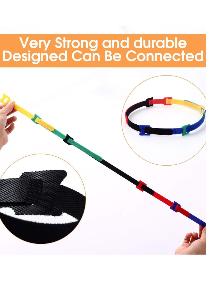 كابتن تيك 100PCS Reusable Cable Zip Ties cord ties Multi Purpose Hook Loop cable management Adjustable Multicoloured Cords Organizer - Image 3