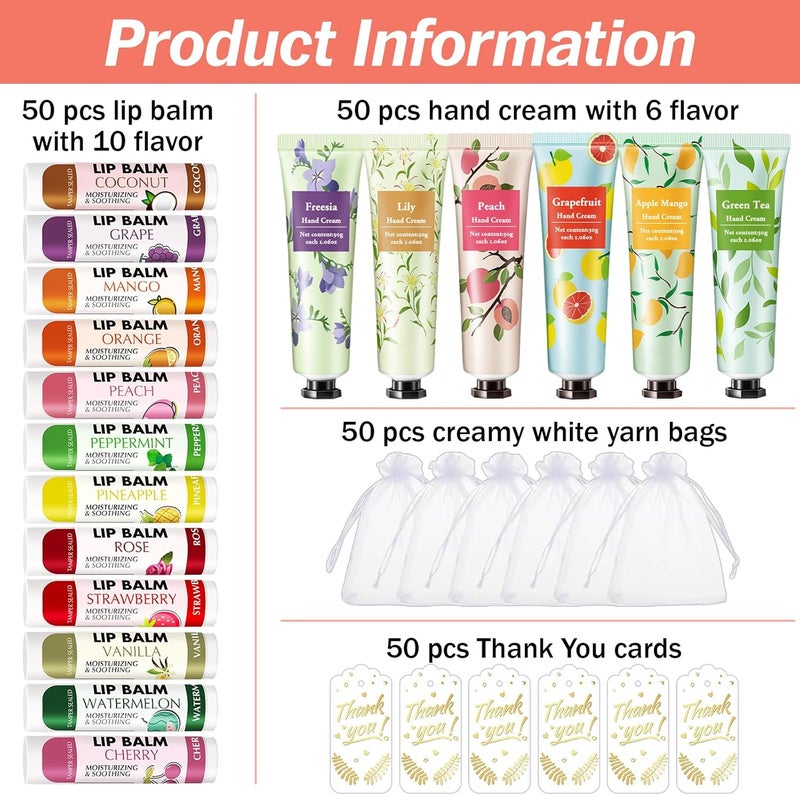 AZEN 50 Pack Hand Cream and Lip Balm Gift Set - Image 2