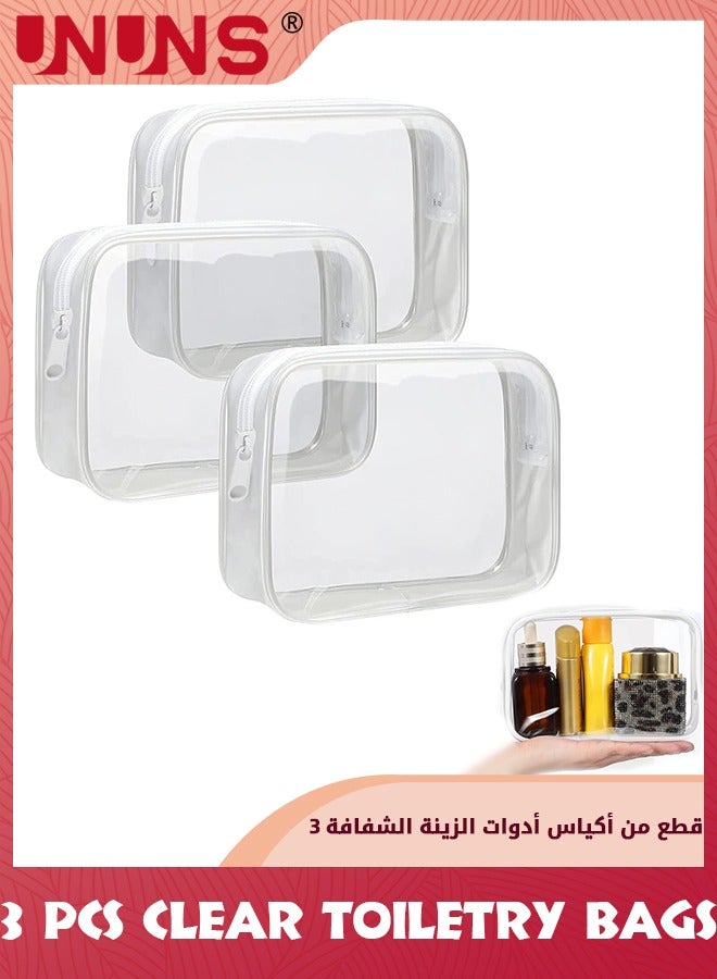 UNUNS Clear Toiletry Bags,3 Pack Tsa Approved Toiletry Bag,Pvc Clear Travel Bag For Toiletries,Transparent Toiletry Carry Pouch For Women Men Quart Size Bag,Carry On Airport Airline Compliant Bag - Image 1