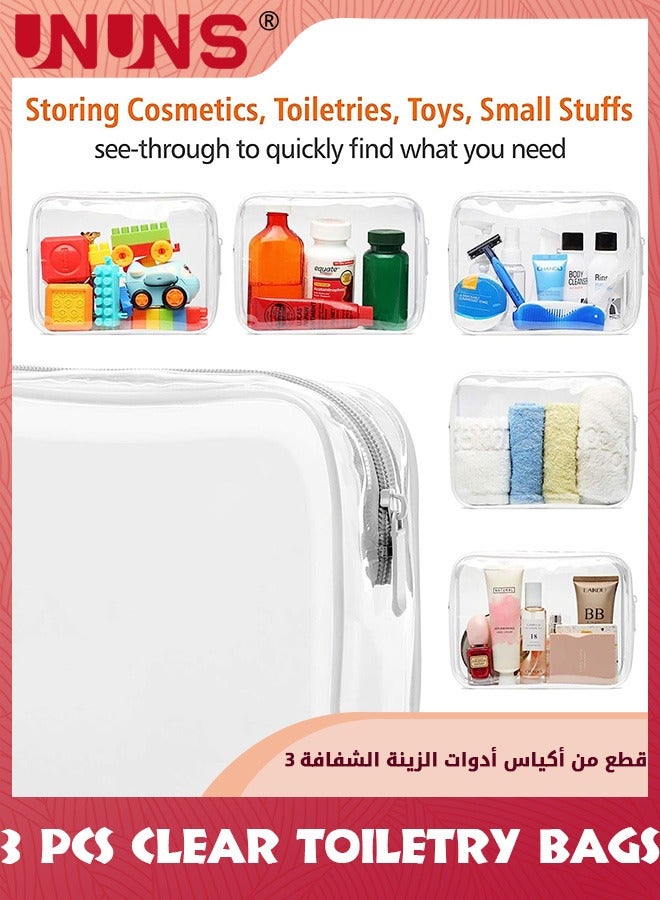 UNUNS Clear Toiletry Bags,3 Pack Tsa Approved Toiletry Bag,Pvc Clear Travel Bag For Toiletries,Transparent Toiletry Carry Pouch For Women Men Quart Size Bag,Carry On Airport Airline Compliant Bag - Image 2