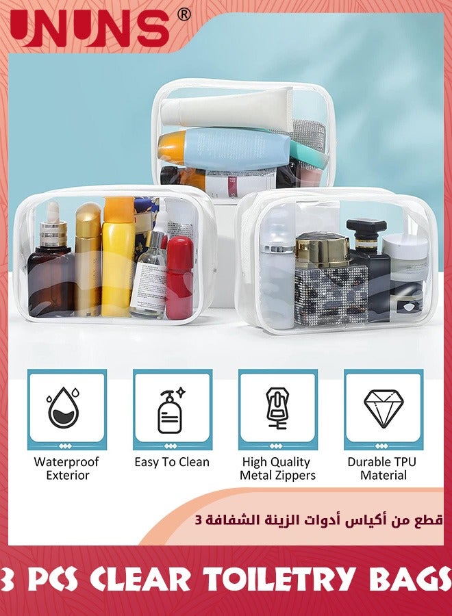 UNUNS Clear Toiletry Bags,3 Pack Tsa Approved Toiletry Bag,Pvc Clear Travel Bag For Toiletries,Transparent Toiletry Carry Pouch For Women Men Quart Size Bag,Carry On Airport Airline Compliant Bag - Image 5