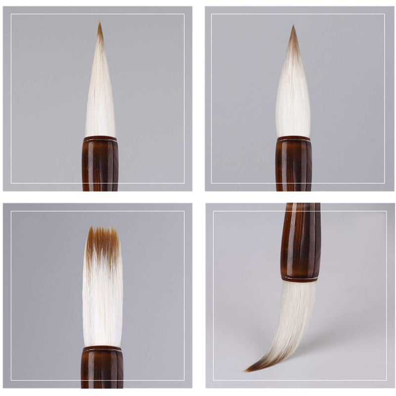 MEGREZ Chinese Calligraphy Brush Set - Kanji Japanese Art Sumi Writing Painting Drawing Practicing Set for Students and Beginners, Wolf Sheep Mix Brush, Set of 3 (S,M,L) - Image 5
