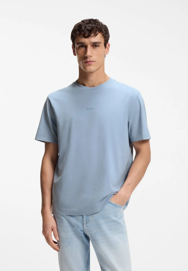 BOSS Stretch-cotton T-shirt with contrast logo