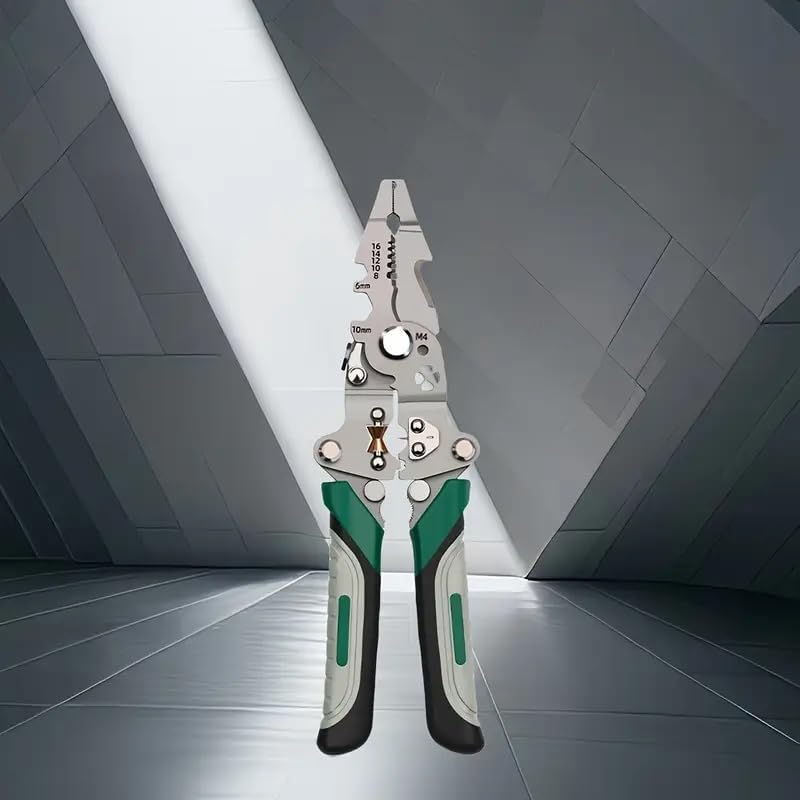 XBEY 9in1 Multifunctional Stainless Steel Wire Cutter Foldable Wire Stripper Crimper Cable Cutter Pliers for Cutting Electrical Stripping Tool Crimping Tool 9in1 Multifunctional Wire Strippers - Image 2