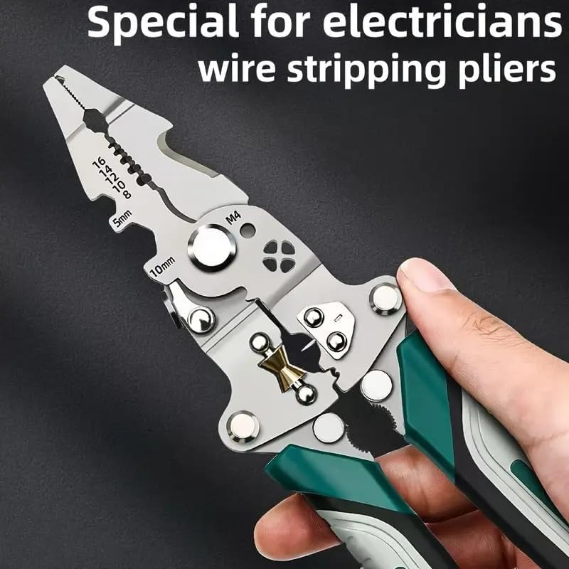 XBEY 9in1 Multifunctional Stainless Steel Wire Cutter Foldable Wire Stripper Crimper Cable Cutter Pliers for Cutting Electrical Stripping Tool Crimping Tool 9in1 Multifunctional Wire Strippers - Image 5