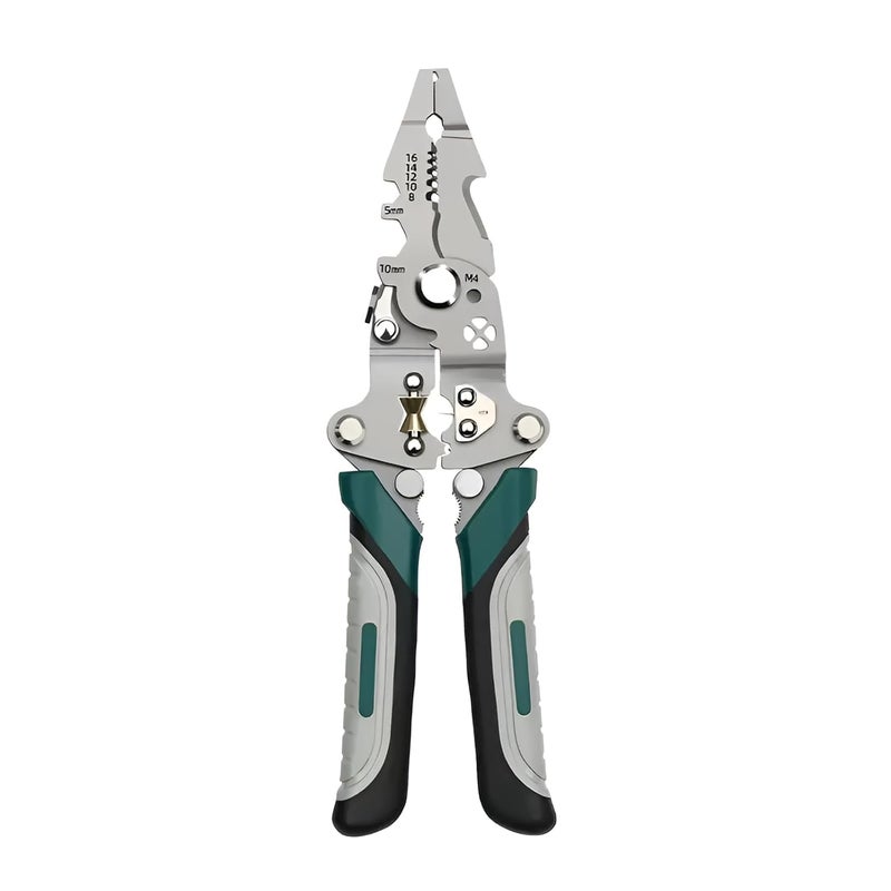XBEY 9in1 Multifunctional Stainless Steel Wire Cutter Foldable Wire Stripper Crimper Cable Cutter Pliers for Cutting Electrical Stripping Tool Crimping Tool 9in1 Multifunctional Wire Strippers - Image 1