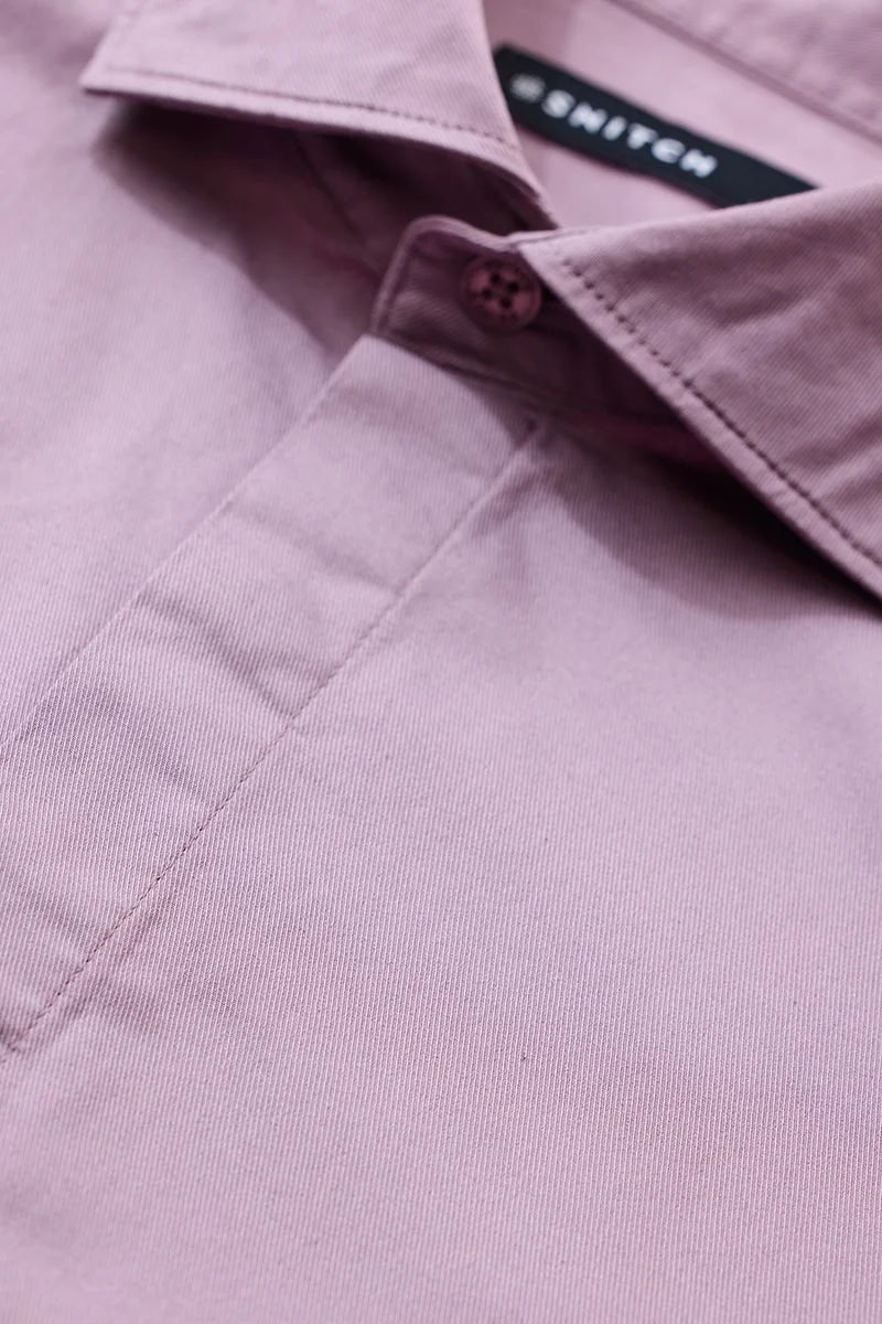 SNITCH Mauve Solid Long Sleeve Slim Fit Shirt