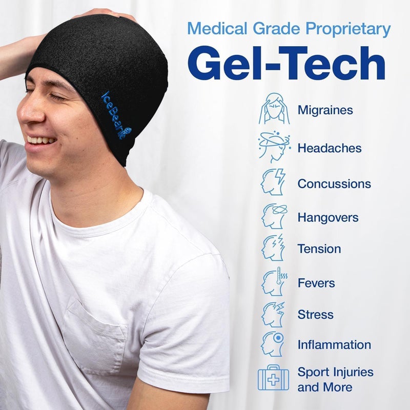 IceBeanie Migraine Relief Cap, As Seen on Shark Tank, Extended Cooling Gel Headache Relief Cap, Tension & Hangover Hat, Cold Headache Hat Mask, Head Ice Pack - Image 2