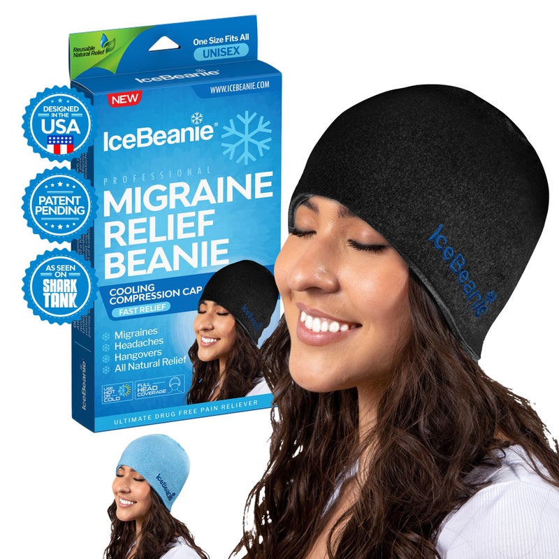 IceBeanie Migraine Relief Cap, As Seen on Shark Tank, Extended Cooling Gel Headache Relief Cap, Tension & Hangover Hat, Cold Headache Hat Mask, Head Ice Pack - Image 1