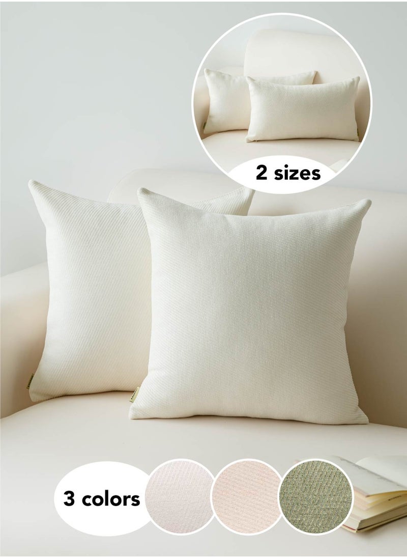 a moment - Pack of 2 Decorative Chenille Cushion Cover Throw Pillow Covers with Twill Cushion Covers for Sofa Living Room Couch Bed White - Image 1