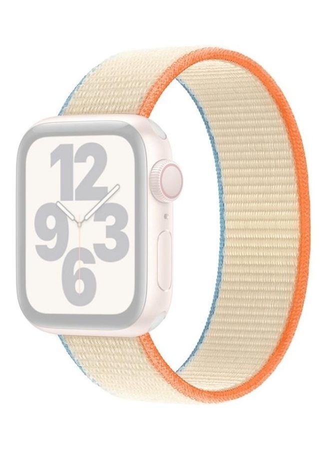 NIBEMINENT Single Lap Nylon Replacement Watchband, Size: L 155mm for Apple Watch Series 7/6/SE/5/4/3/2/1 38/40/41mm Milky White - Image 1