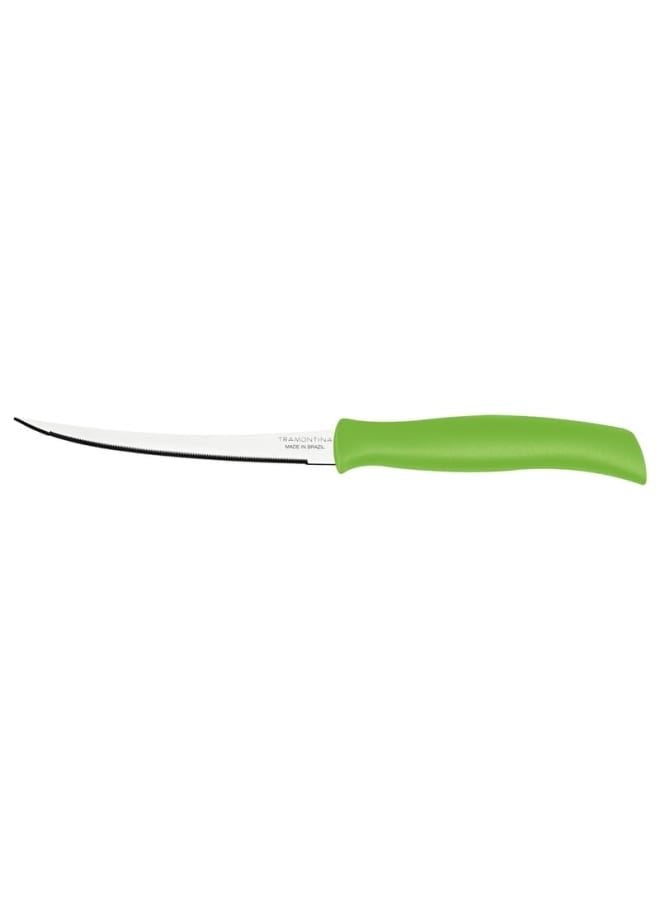 Tramontina Serrated Tomato Knife with Handle, 5-Inch Length, Green - Image 2