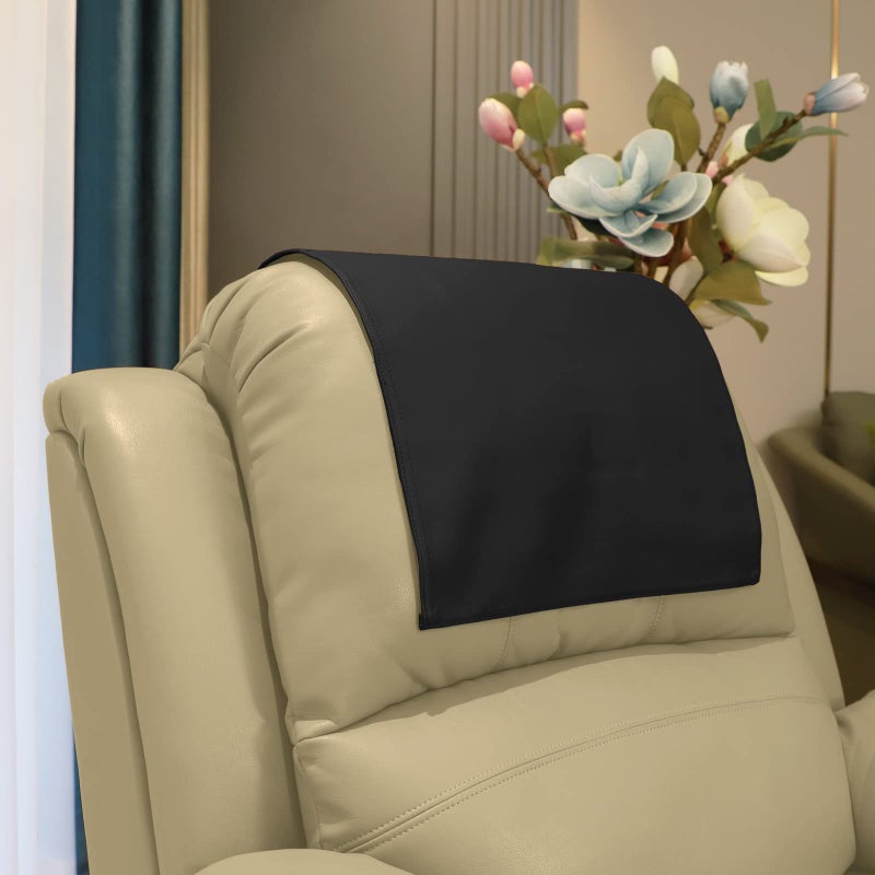 AmazeCov Premium Headrest Cover for Recliner Chair Flame Retardant Faux Leather Recliner Headrest Protector Wear Resistant Recliner Headrest Cover for Office Chair Theater Seat 16W27L Black
