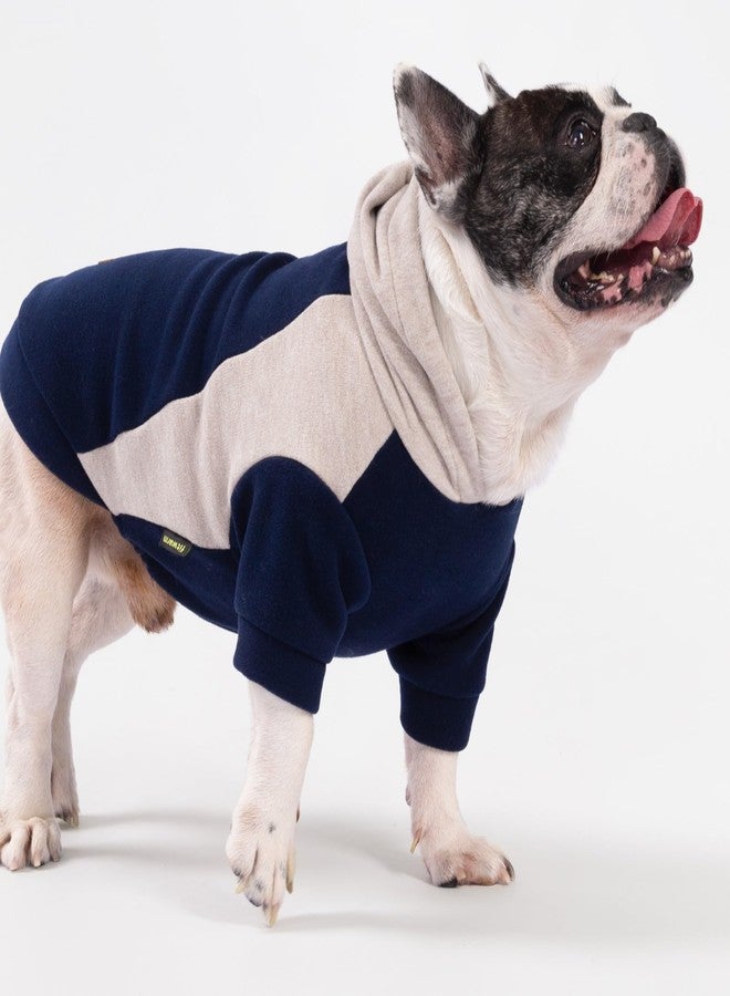 فيت وورم سترة بغطاء رأس للكلاب من فيت وورم، ملابس شتوية للكلاب الصغيرة ذكورًا وإناثًا، سترة خفيفة الوزن للحيوانات الأليفة، أزرق داكن، بيج، صغير - Image 4