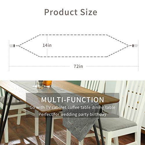 Tosewever Decorative Linen Table Runner with Tassels Tabletop Collection 14 x 72 Inches Table Runners for Everyday Dining Wedding Party Holiday Home Decor (14" x 72", Grey) - Image 2