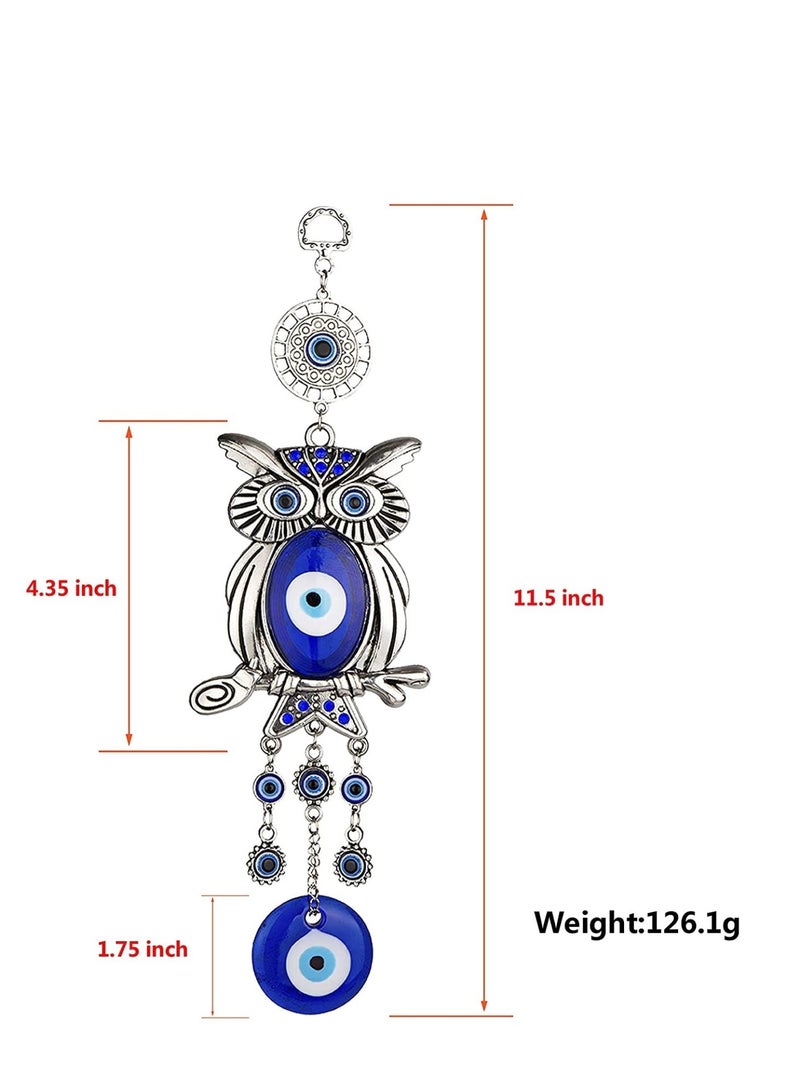 Wall Hanging, Lucky Owl Hanging Evil Eye Pendant Decoration, Ornament Amulet for Car, Home and Office for Protection and Blessing 11.7 Inches - Image 2