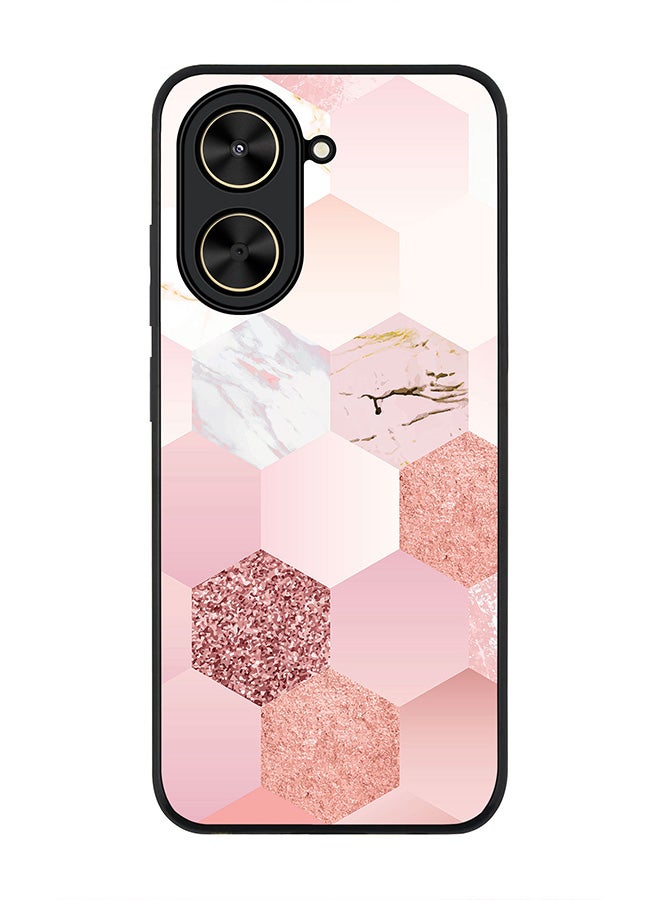 Stylizedd For Xiaomi Poco C71 / Redmi A5 4G Case,Slim fit Camera Protection, Shockproof Thin Phone cover  - Marble Pink Honeycomb
