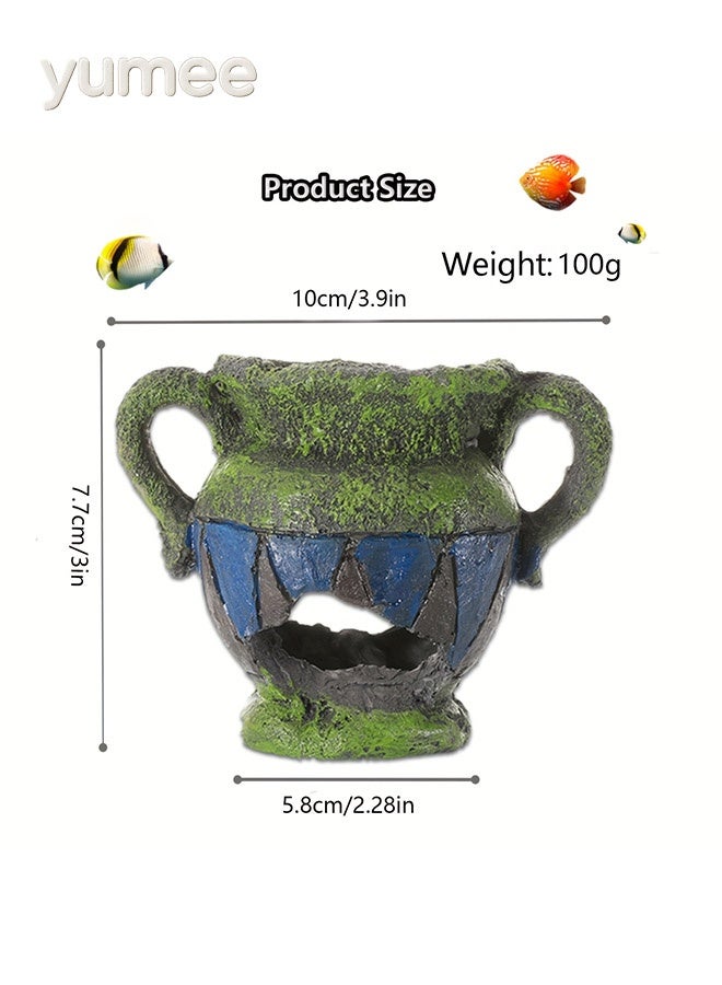 yumee Aquarium Fish Tank Decorations - Resin Mini Ornament for Betta and Small Tanks, Broken Vase Cave for Hiding Shrimp and Fish, Ideal for Natural Aquascaping and Nano Tank Décor  - Image 2