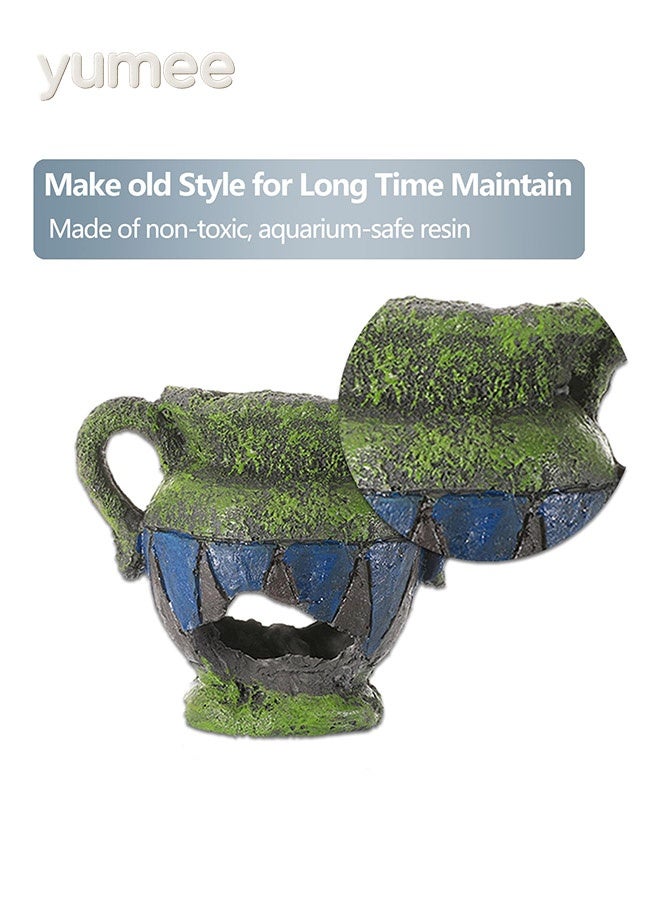 yumee Aquarium Fish Tank Decorations - Resin Mini Ornament for Betta and Small Tanks, Broken Vase Cave for Hiding Shrimp and Fish, Ideal for Natural Aquascaping and Nano Tank Décor  - Image 5