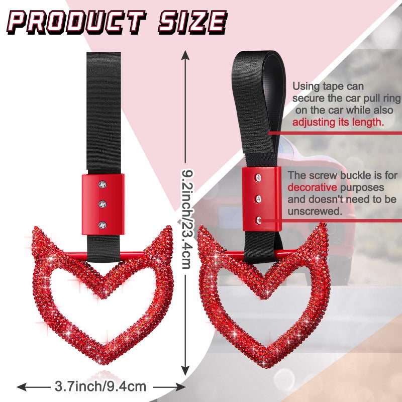 Fabbay Bling Heart Handle Ring Car Accessory for Women - Devil Style, Red - Image 2